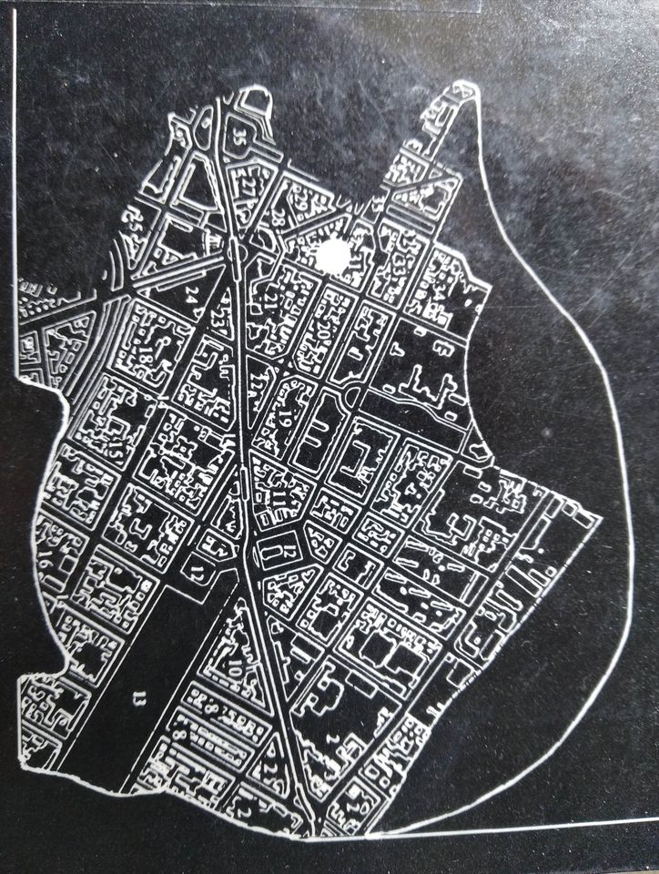 Auschnitt aus Cover Statik Potemkinscher Dörfer - Behutsame Stadterneuerung und gesellschaftliche Macht in Berlin-Kreuzberg, von Karl Homuth, Berlin 1984, Gestaltung Karl Homuth, Tariq Mousli